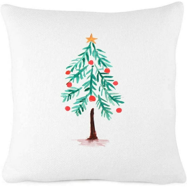 Pillow Decorative Throw Christmas Trees Stars Red White Green Pillow Decorative Throw Christmas Trees Stars Red White Green